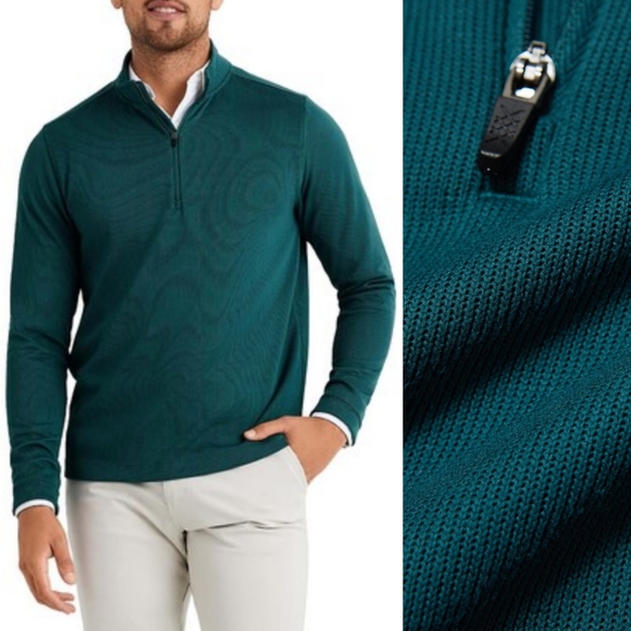 NWT Rhone commuter 1/4 zip long sleeve knit pullover sweater atlantic deep